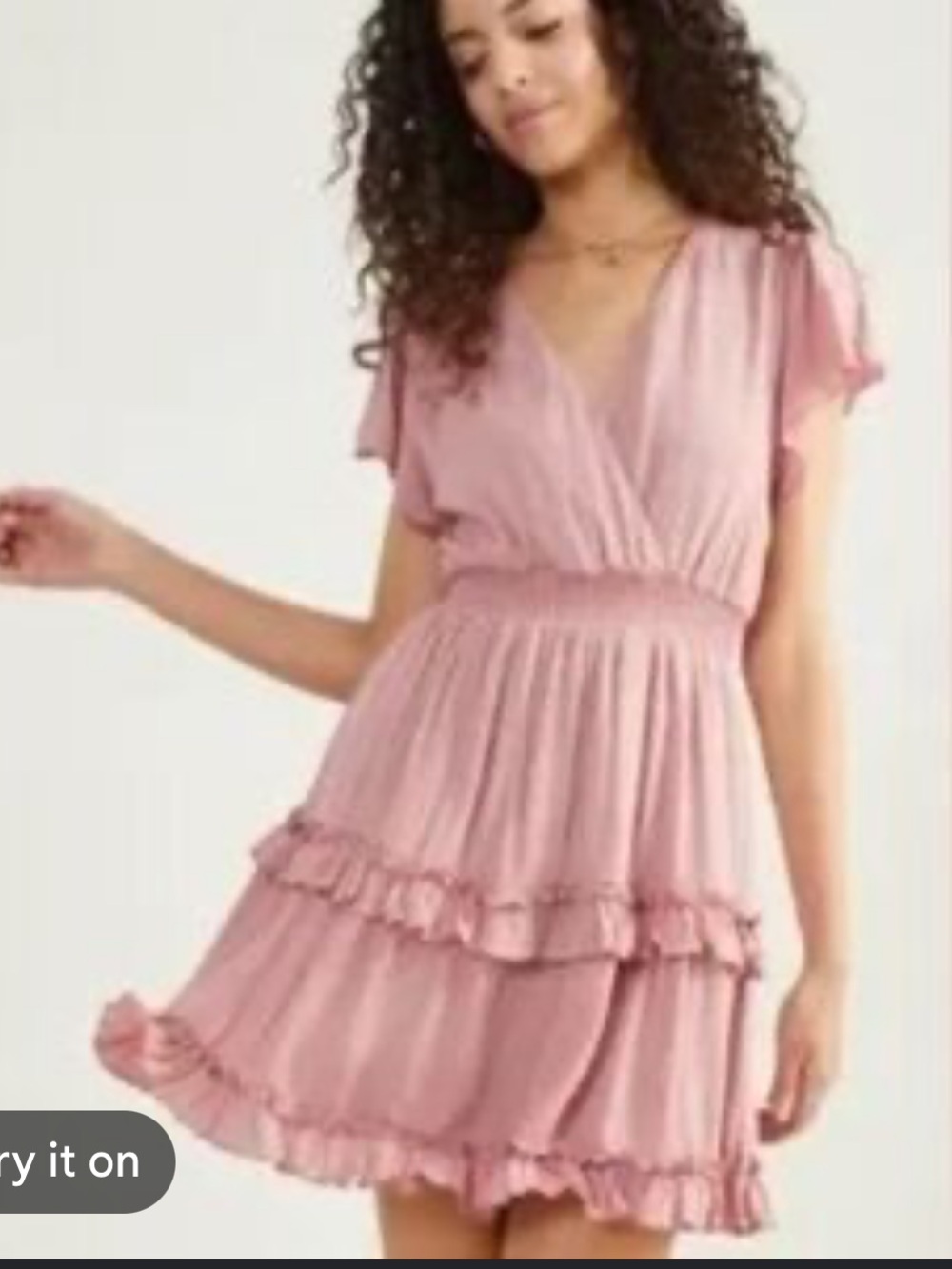 Altar'd State Blush Pink Ruffle Wrap Mini Dress
